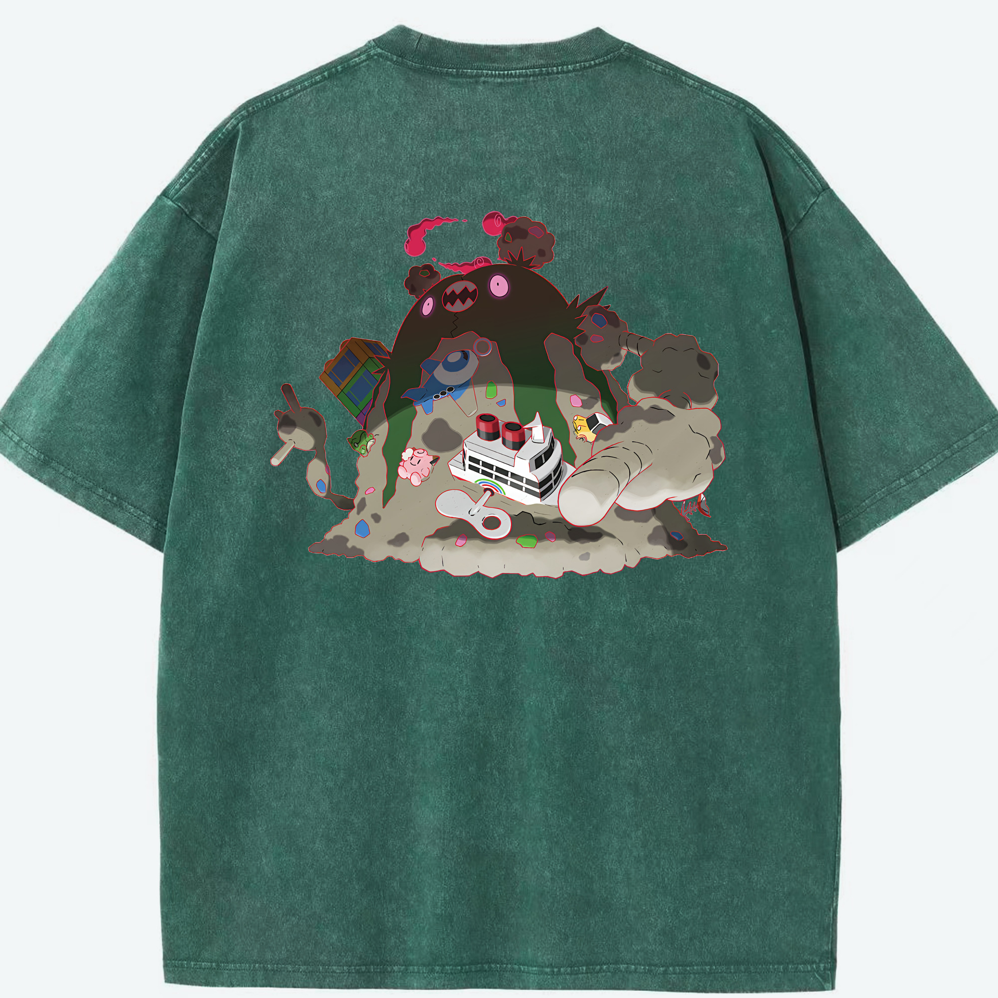 （画像用） ポケットモンスター Pokémon 綿100% ヴィンテージ風 半袖Tシャツ（背面プリント）